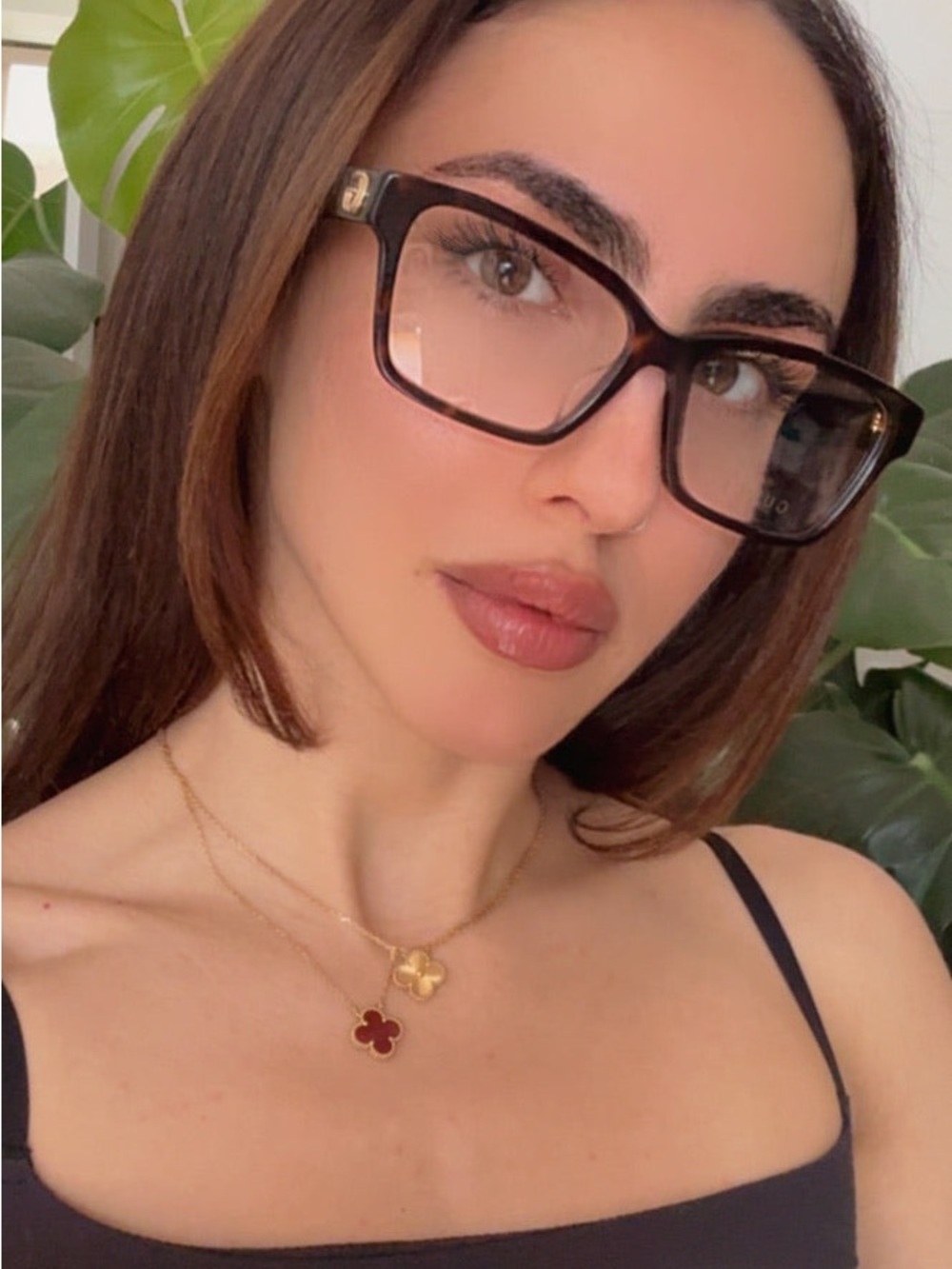 Gucci Tortoiseshell Square Frame Glasses with Gold GG Accent